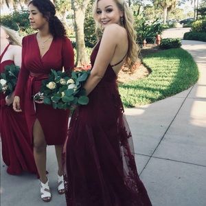 Maroon/wine Maxi lace dress. Size S